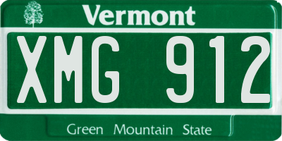 VT license plate XMG912