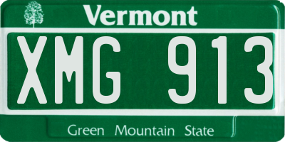 VT license plate XMG913