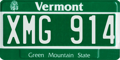 VT license plate XMG914