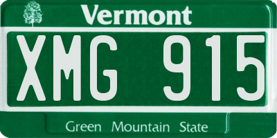 VT license plate XMG915