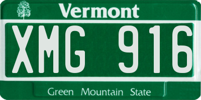 VT license plate XMG916