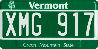 VT license plate XMG917