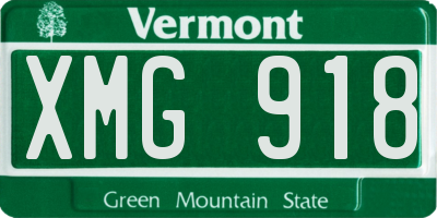 VT license plate XMG918
