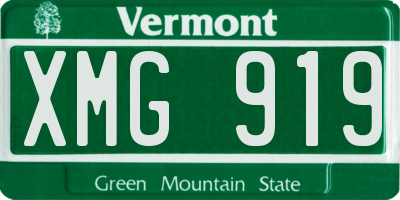 VT license plate XMG919