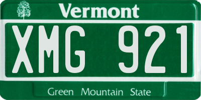 VT license plate XMG921