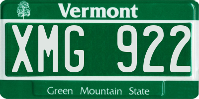 VT license plate XMG922