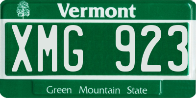 VT license plate XMG923