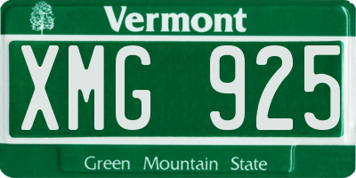 VT license plate XMG925