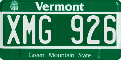 VT license plate XMG926