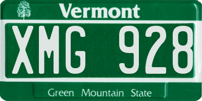 VT license plate XMG928