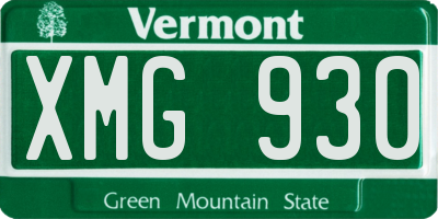 VT license plate XMG930