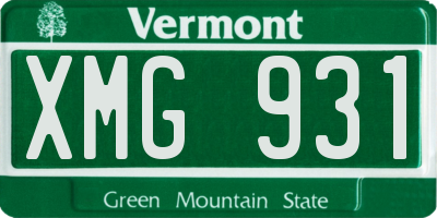 VT license plate XMG931
