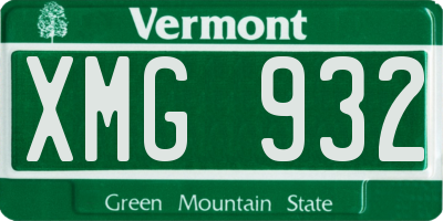 VT license plate XMG932