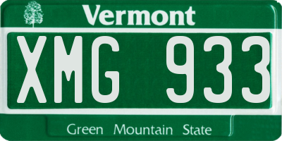 VT license plate XMG933