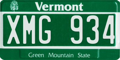 VT license plate XMG934