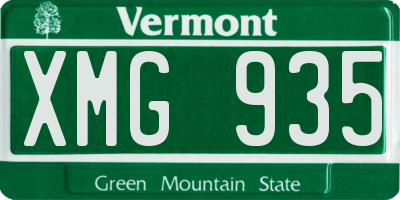 VT license plate XMG935
