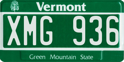 VT license plate XMG936