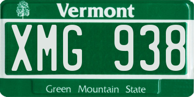 VT license plate XMG938