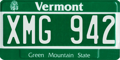VT license plate XMG942