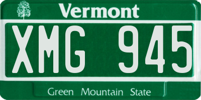 VT license plate XMG945