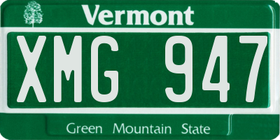 VT license plate XMG947