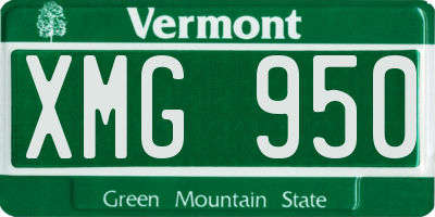 VT license plate XMG950