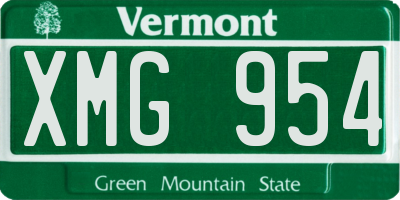 VT license plate XMG954