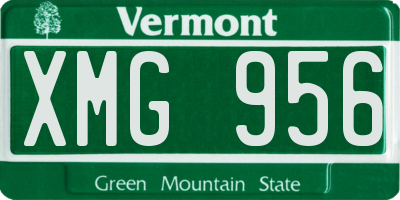 VT license plate XMG956