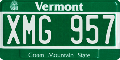 VT license plate XMG957