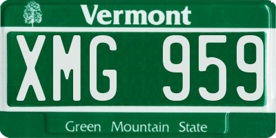 VT license plate XMG959