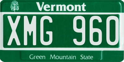 VT license plate XMG960
