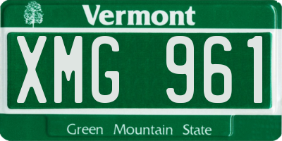 VT license plate XMG961