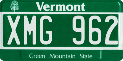 VT license plate XMG962