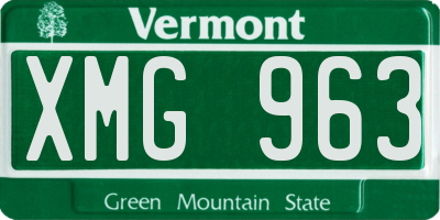VT license plate XMG963