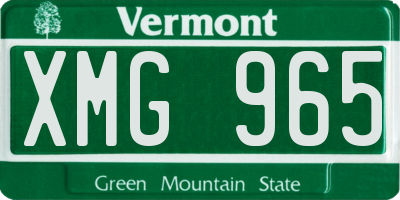 VT license plate XMG965