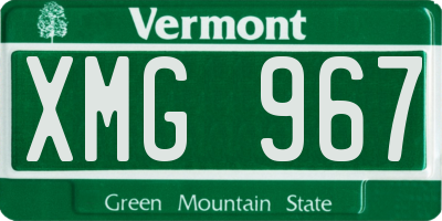 VT license plate XMG967