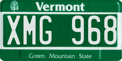 VT license plate XMG968