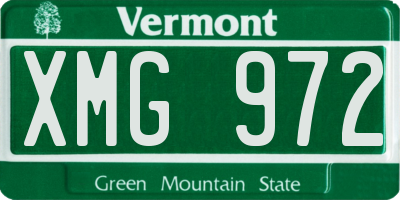 VT license plate XMG972