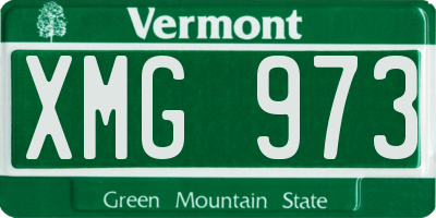 VT license plate XMG973