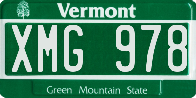 VT license plate XMG978