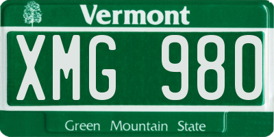 VT license plate XMG980