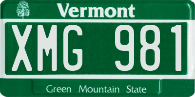 VT license plate XMG981