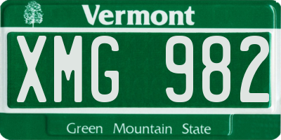 VT license plate XMG982