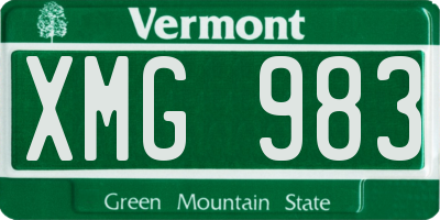 VT license plate XMG983