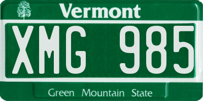 VT license plate XMG985