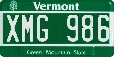 VT license plate XMG986
