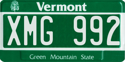 VT license plate XMG992