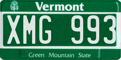 VT license plate XMG993