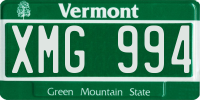 VT license plate XMG994