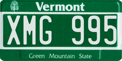 VT license plate XMG995